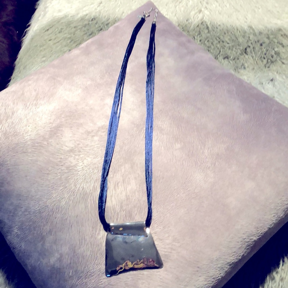 Chicos navy artistic pendant necklace